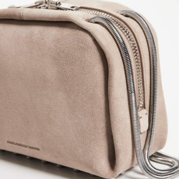 Alexander Wang Camel Tan Beige Velour Suede Dumbo Crossbody Bag Shoulder Purse - Picture 3 of 16